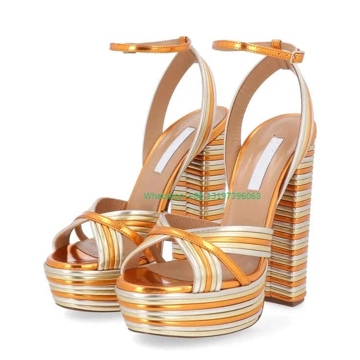 

Lady sliver braided rope design platform sandals color peep toe sexy slingback hollow metal buckle trap high heels summer dress