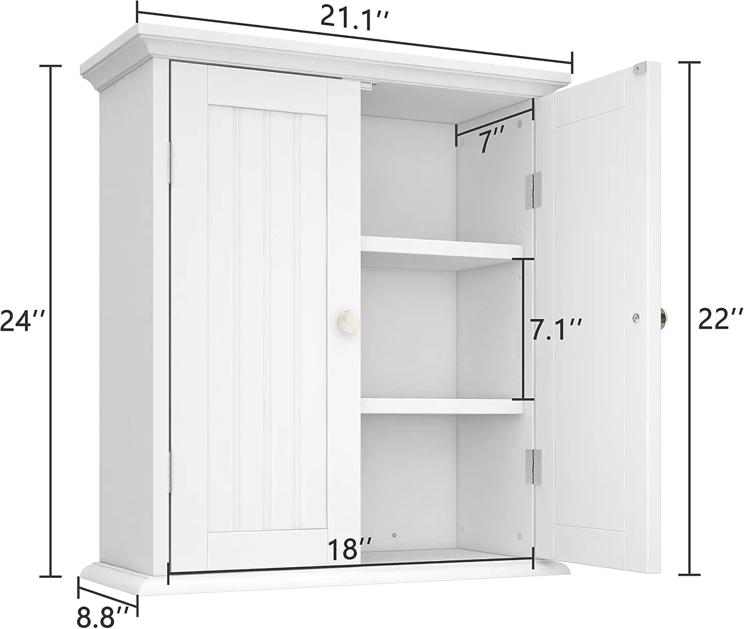 Bathroom Wall Cabinet, Over The Toilet Space Saver Storage Cabinet, Medicine Cabinet with 2 Door & Adjustable Shelves, Cupboard 3