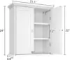 Bathroom Wall Cabinet, Over The Toilet Space Saver Storage Cabinet, Medicine Cabinet with 2 Door & Adjustable Shelves, Cupboard 3