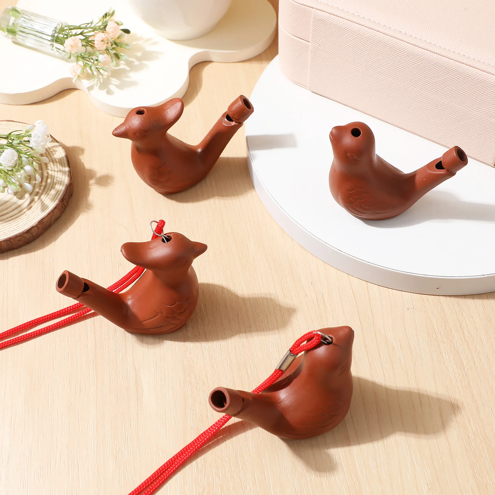 4pcs Bird Water Whistles Pottery Bird Whistles Funny Kids Musical Noisemaker Toys With Lanyards Lanyard Water Bird Whistle 2