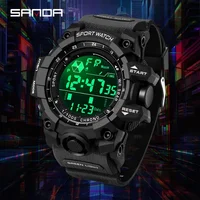 SANDA hommes montre de sport de plein air LED étanche analogique affichage numérique multifonction grand cadran montre-bracelet électronique G style mâle Cloc 2