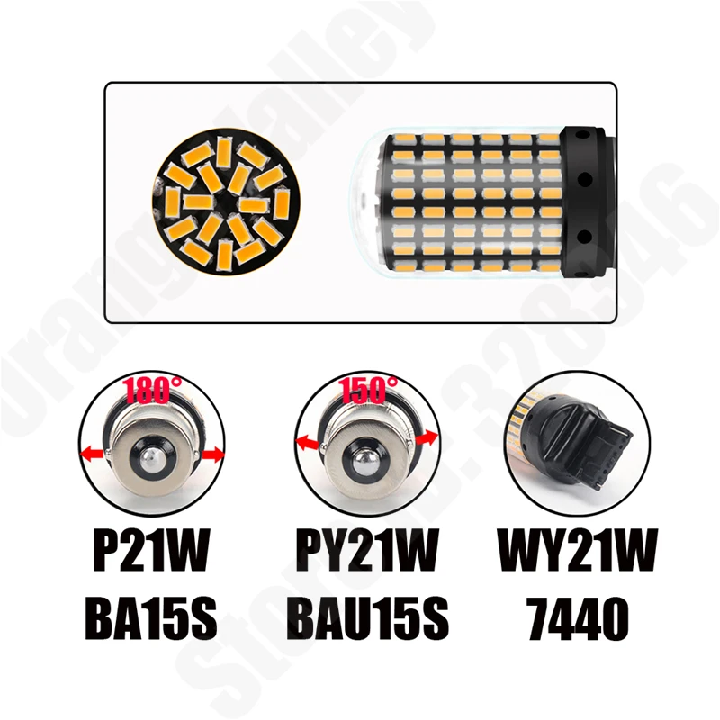 SMD �ڵ��� ���� ���̵� ǥ�õ�, ���� ���� ����, 3014 DC12V, BA15S P21W 1156 BAU15S T20 7440 144 LED, 50 ��