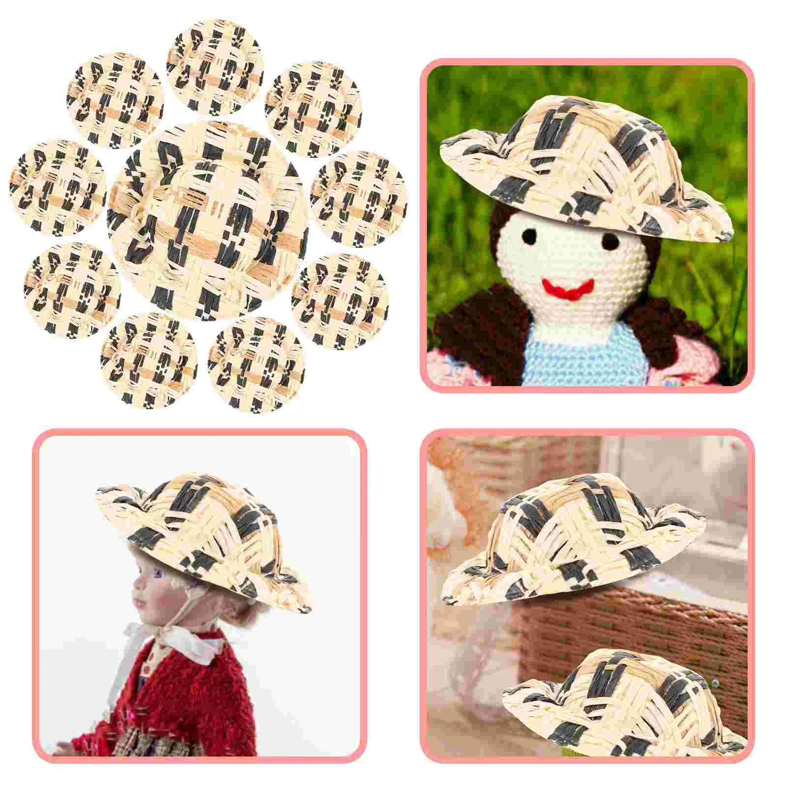 

20 Pcs Mini Straw Hat Small Top Tumbler Baby Photo Prop Accessory Woven Adornment Model Miniature Caps The