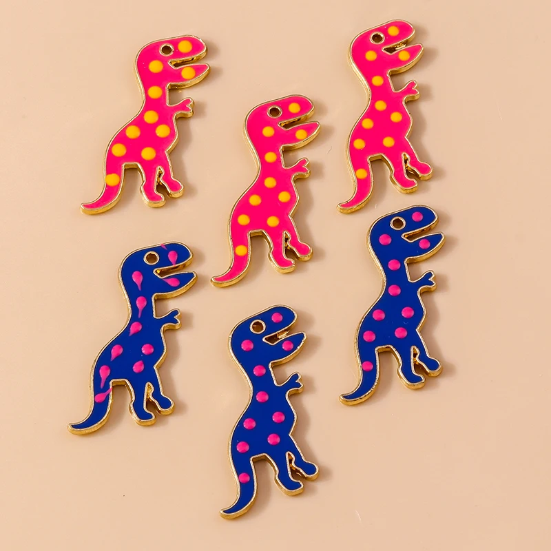 20 Stück 16x32mm Cartoon-Emaille-Tier-Dinosaurier-Anhänger für Schmuckherstellung, Ohrringe, Halsketten, DIY-Bastelzubehör