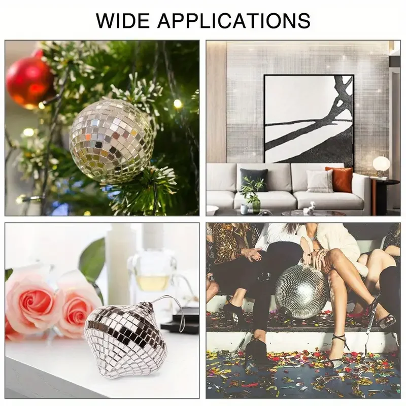 1PC Self-Adhesive Mirror Wall Sticker Square Mosaic Tiles Stickers For Home Bathroom Wall Decor Wedding Bar Diy Disco Ball
