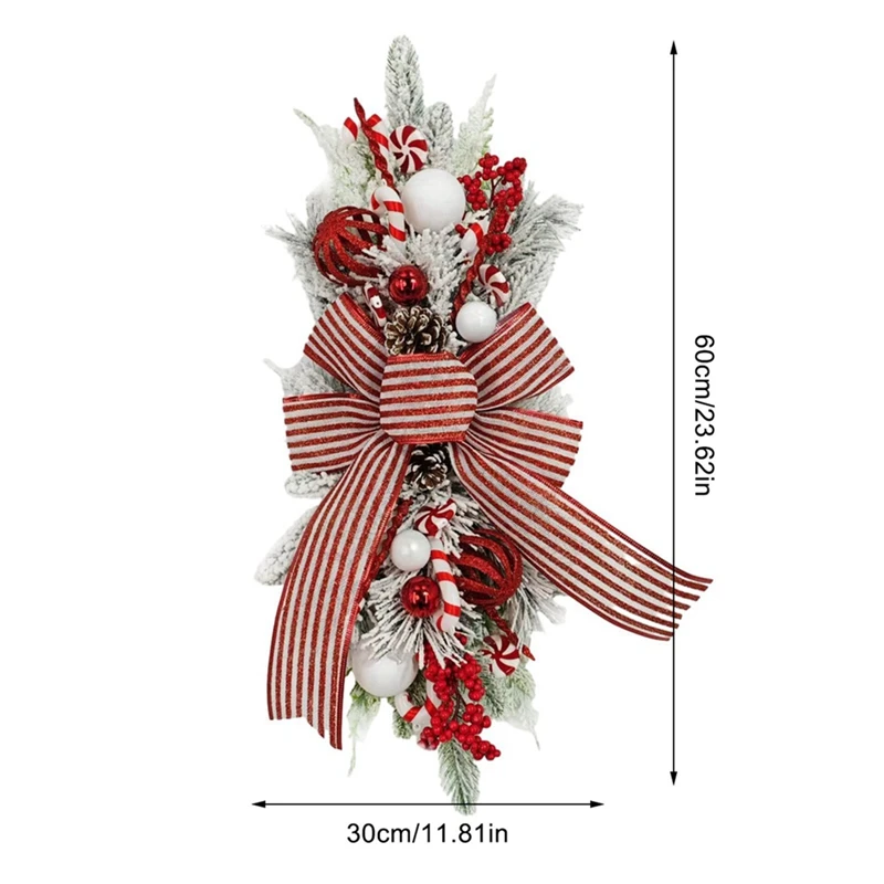 thumbnail image 1 of 30/40cm LED Artificial Christmas Wreath for Front Door Decoration Xmas Garland Wall Hanging Ornament for Holiday Battery Operate, 1 of 5