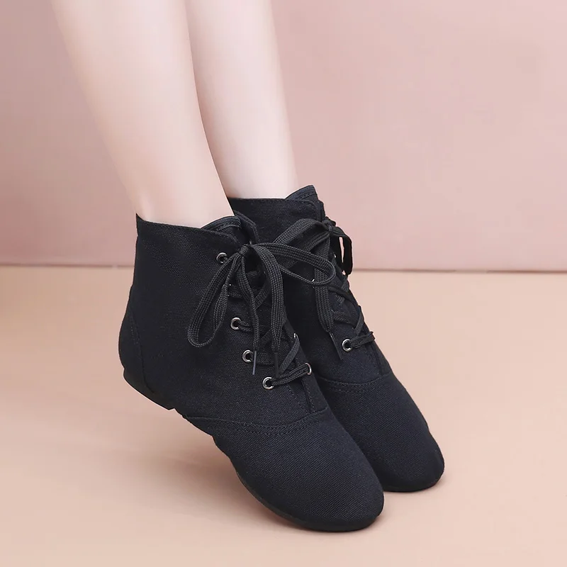 Women's Dance Shoes Practice Dance Sneakers Jazz High-top Adult Children's Ballet Shoes Canvas Jazz Boots Soft-soled dance shoes