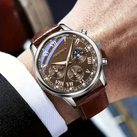 GENEVA High Quality Men's Luxury Belt Fashion Quartz Watch Men Round Business Student Sport Waterproof Glow Clock 3