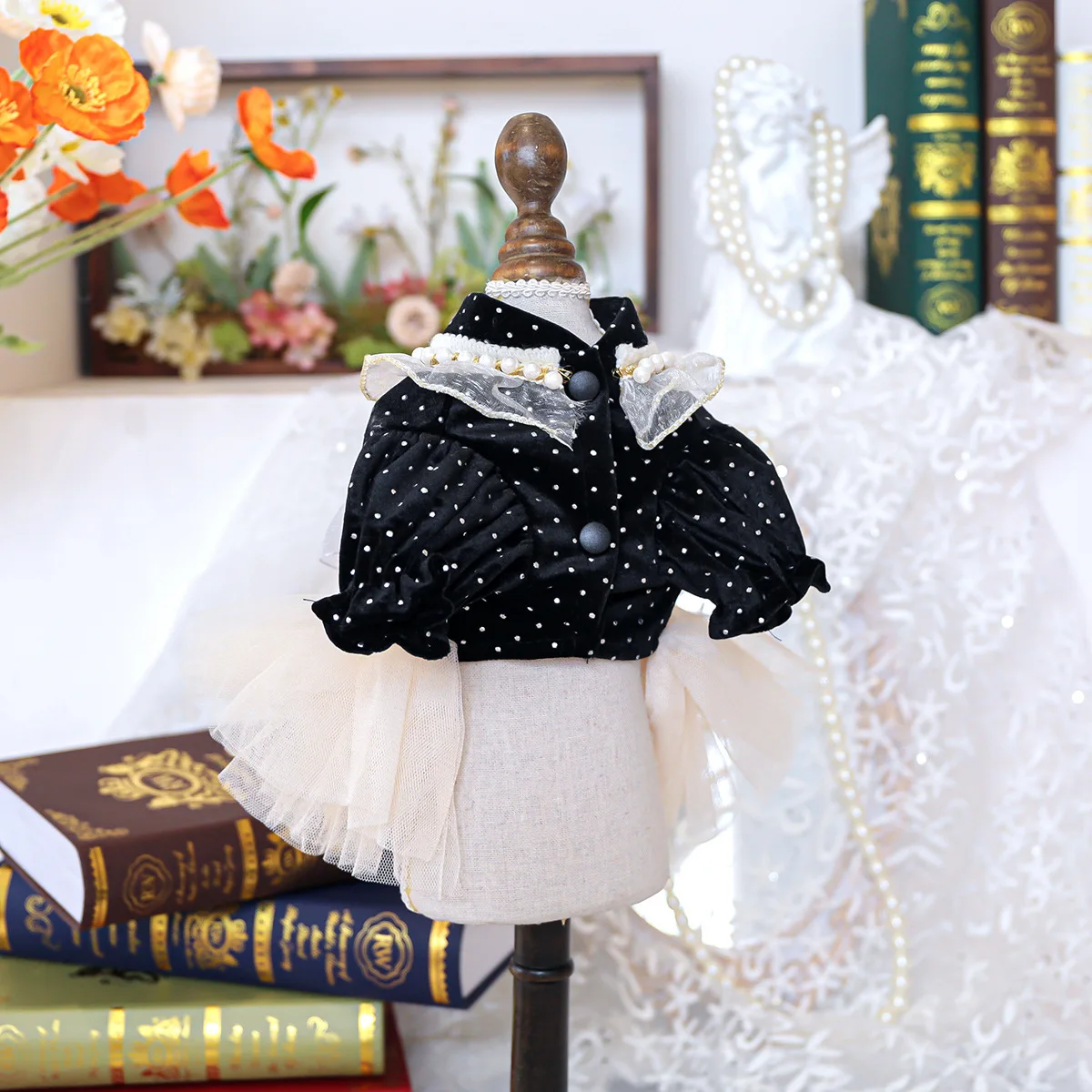 Summer Teddy Cat Splicing Mesh Bow - PeticaDeals