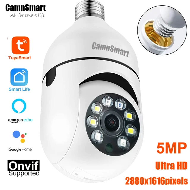 5AJTuya-Caméra de permission Intérieure, Ampoule Wifi, Sécurité Domestique,  IP, CCTV, Onvif, NVR, Vision Nocturne, Vision à Distance - AliExpress