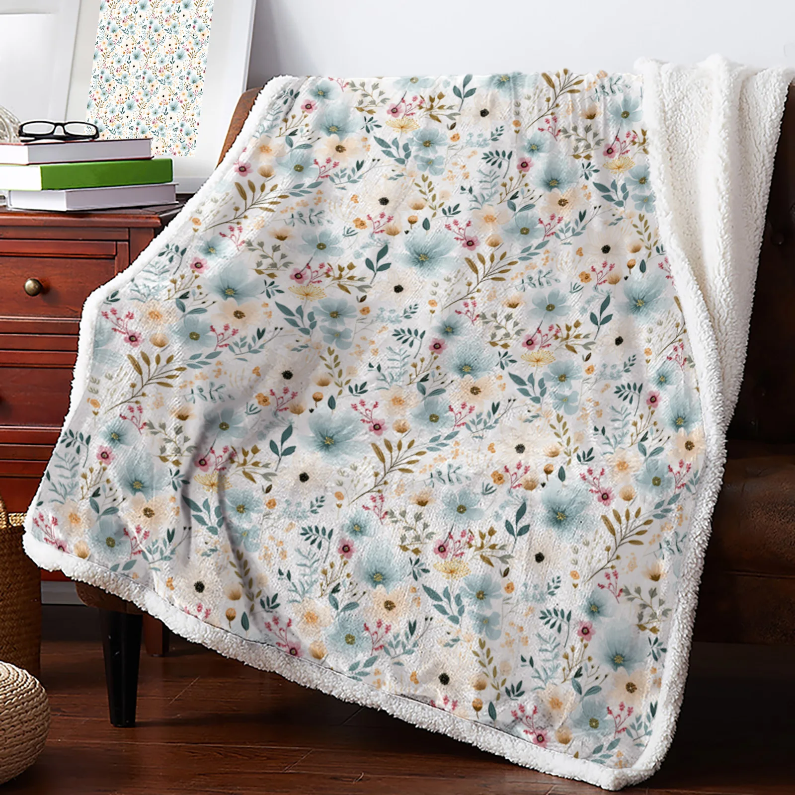 

Flower Plant Cashmere Blanket Winter Warm Soft Throw Blankets for Beds Sofa Wool Blanket Bedspread