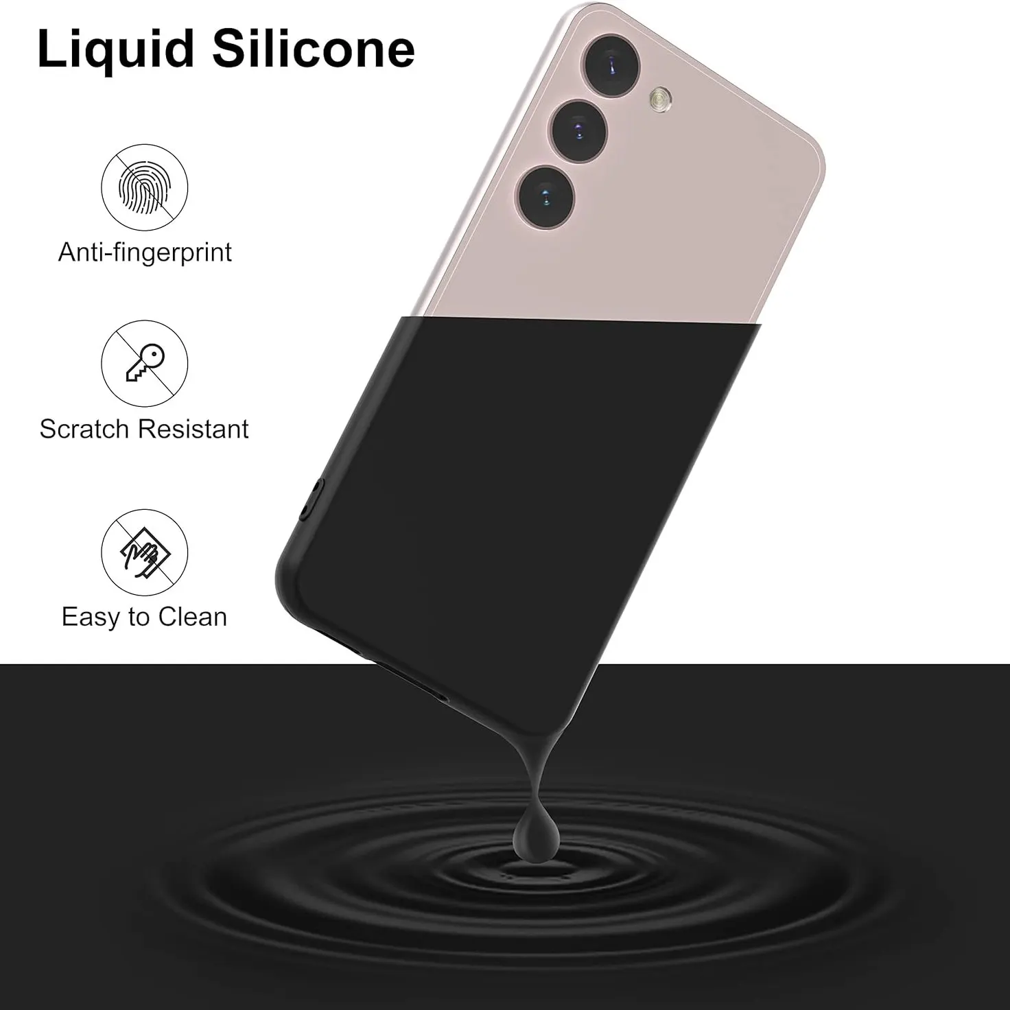 Premium Black Silicone Soft Case with Screen Protector Glass