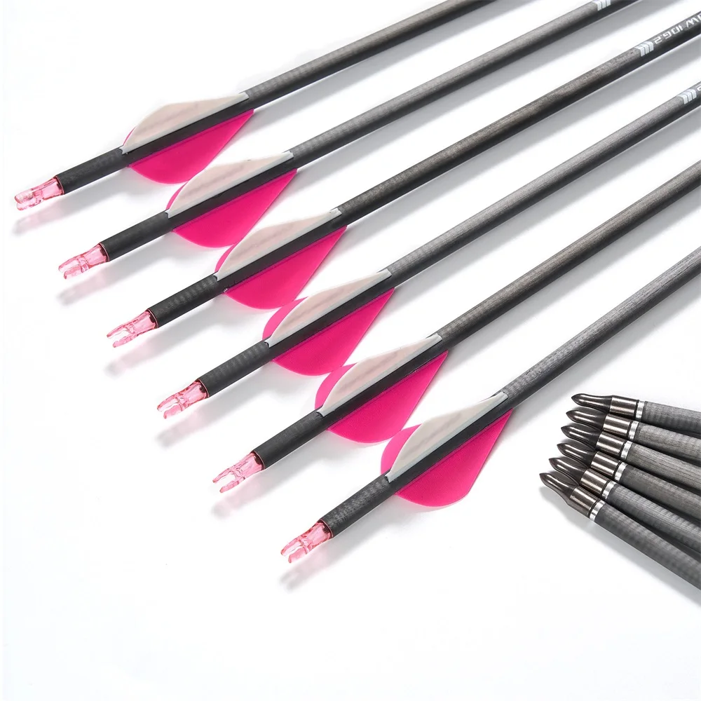 

Toparchery 31.5inch Pure Carbon Arrows AMO775 ID6.2 for Recurve/Compound Outdoor Archery Hunting Sports Shooting Accessories