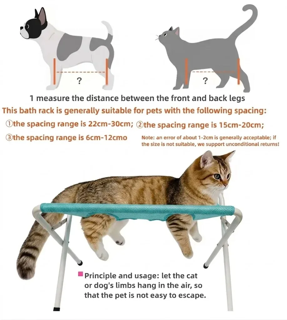 Pet Grooming Hammock Stand Foldable Breathable Mesh Bath Rack For Cats & Small Dogs Anti-Escape Easy To Trim Nails And_voghion.com