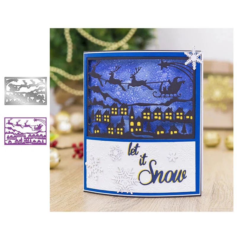 

Christmas Santa Deer Carriage Metal Cutting Dies Mold 2022 New Series Scrapbook Paper Craft Knife Mould Blade Punch Stencil