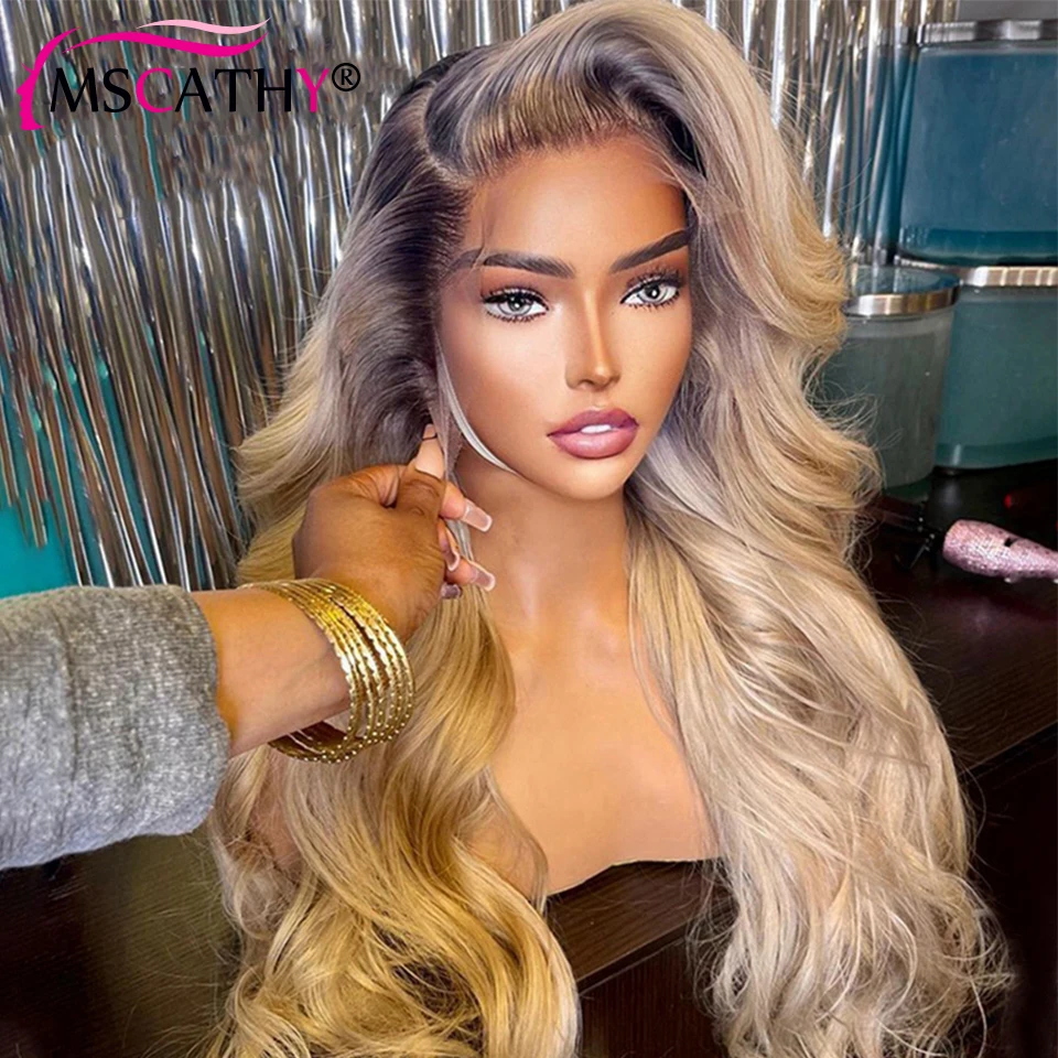 Ash Grey Blonde Lace Front Wigs Body Wave Brazilian Virgin Human Hair Wigs For Women 13x4 Ombre HD Transparent Lace Frontal Wig