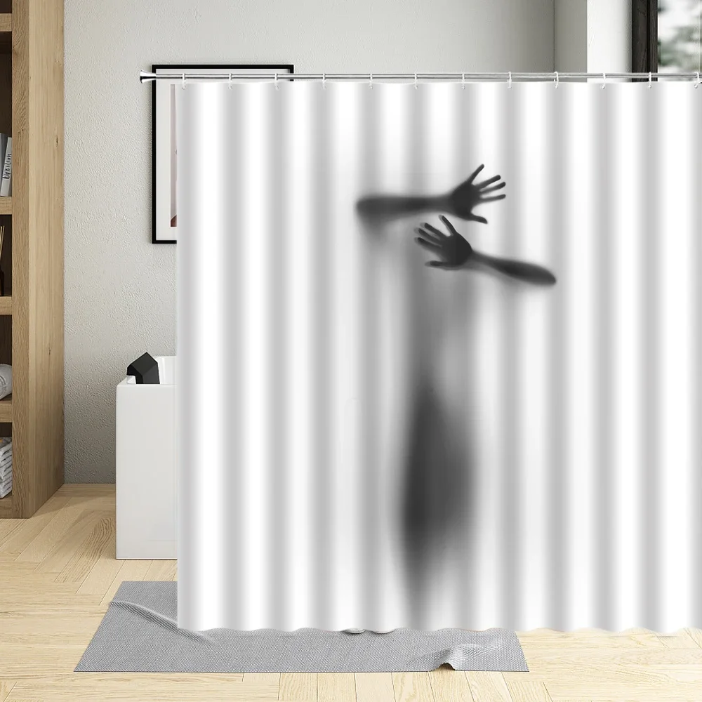 Women Shadow Pattern Shower Curtain Sexy Girl Portrait Painting Fabric Waterproof Bathroom Curtains For Home Decor With Hooks 4