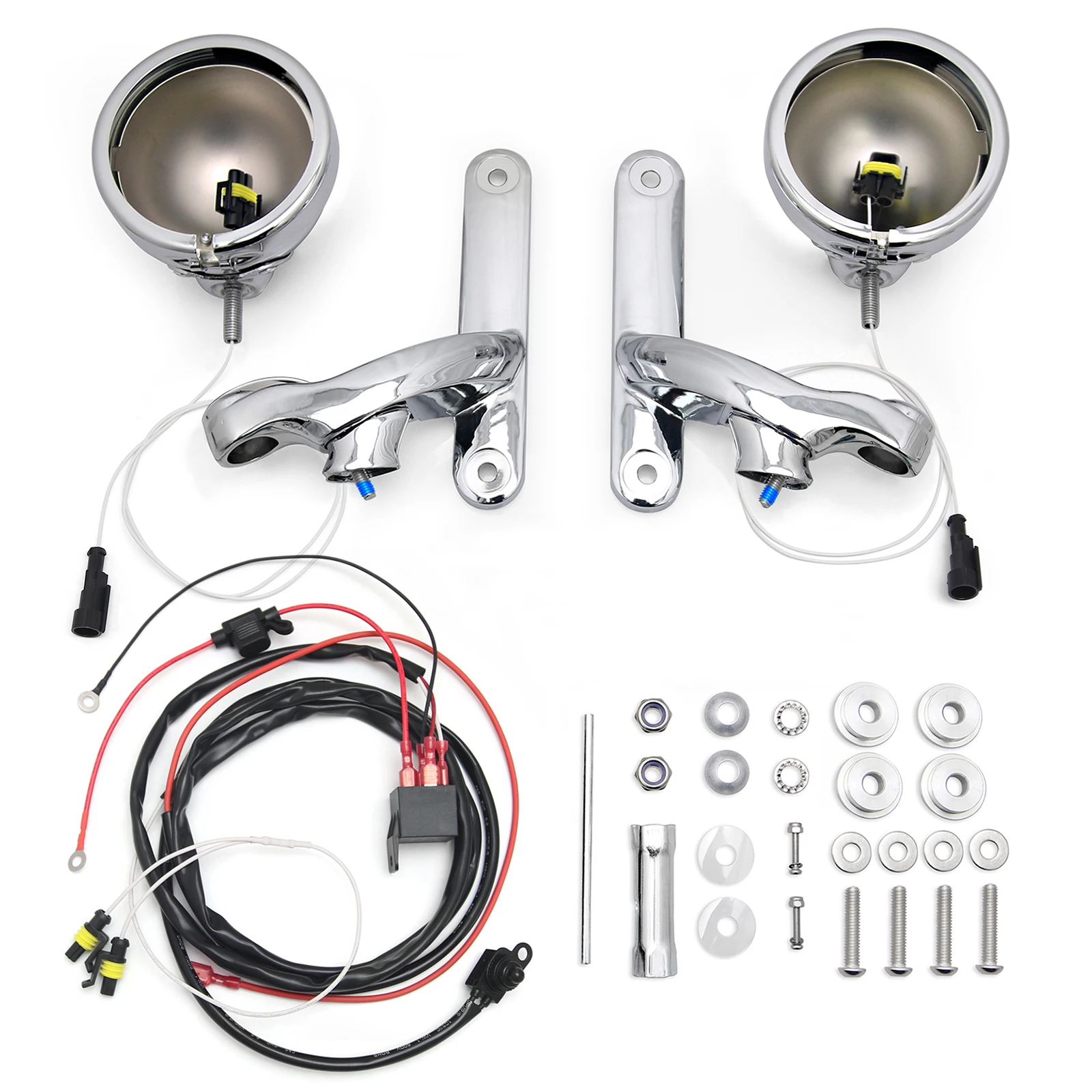Chromed fog lamp housing electra glide fog light bracket road king LED 4.5'' passing light bracket for Harley motorcycle