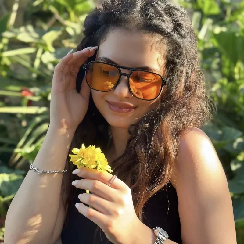 2024 Outdoor Ocean Slice Double Beam Sunglasses New Retro Jelly Color Women Square Sunglasses UV400 Eye Protection Goggles - Image 2