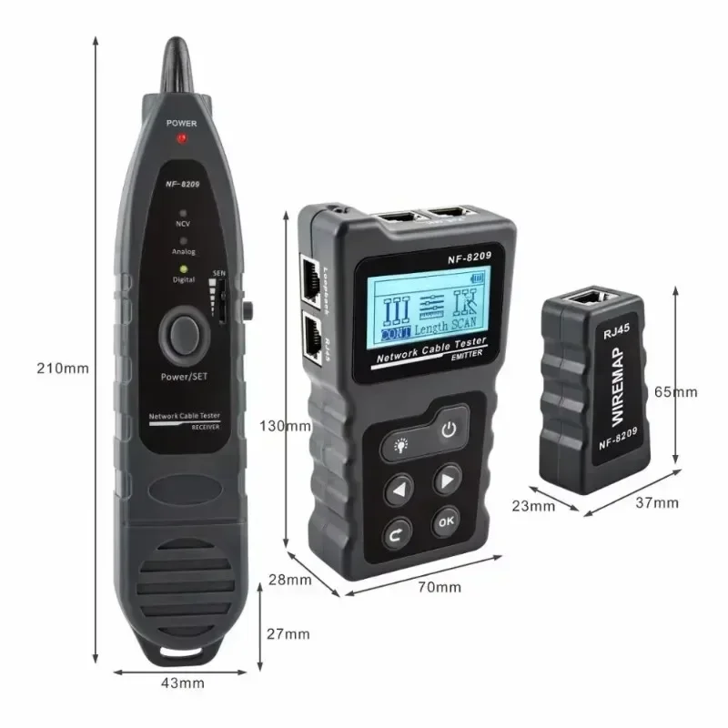 RJ45 Cable Tracker POE Network Wire Checker Cable Tester Test Network Tool Scan Wiremap Utp Tester ZHOUCE NF-8209