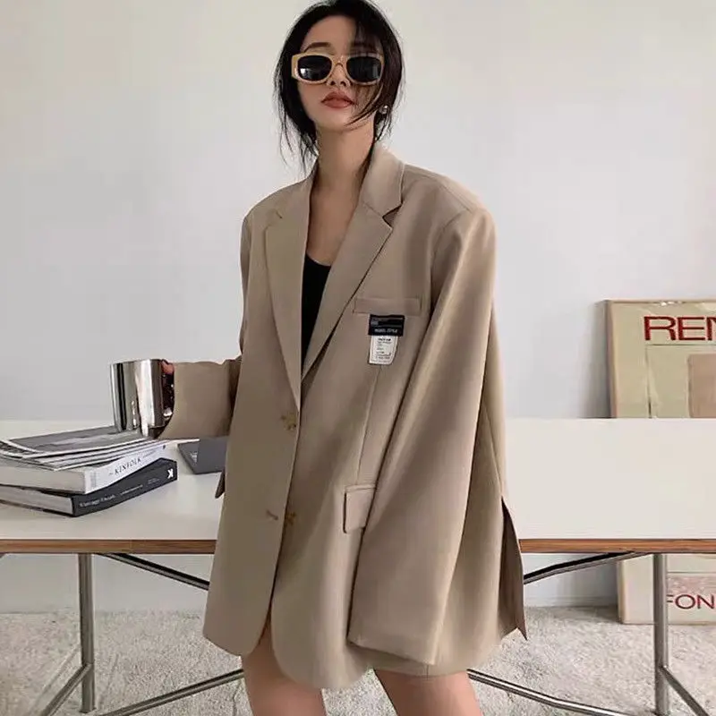 

Luxury Female Chic Suits Jacket New Spring Autumn Black Blazer Women Coat Vintage Korean Style Outerwear Loose Top Blazer Femme