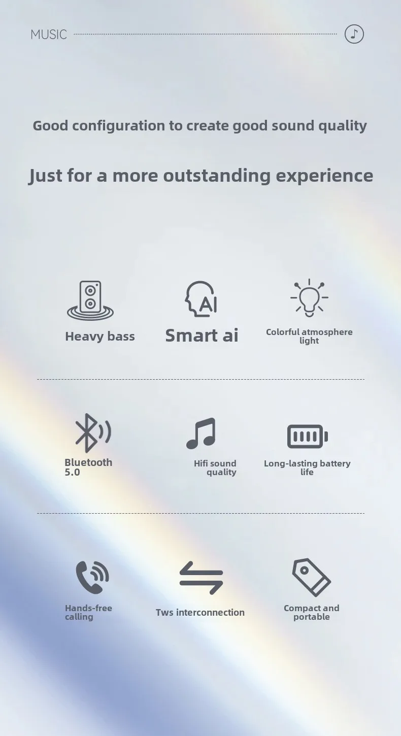 Speaker showing waterproof feature and touch screen interface.