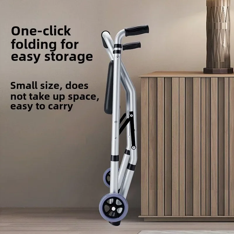 Supportive Walker Aluminum Alloy Elderly Rehabilitation Aid with Wheeled Armrest Mobility Support Walker Walking Stick with Seat