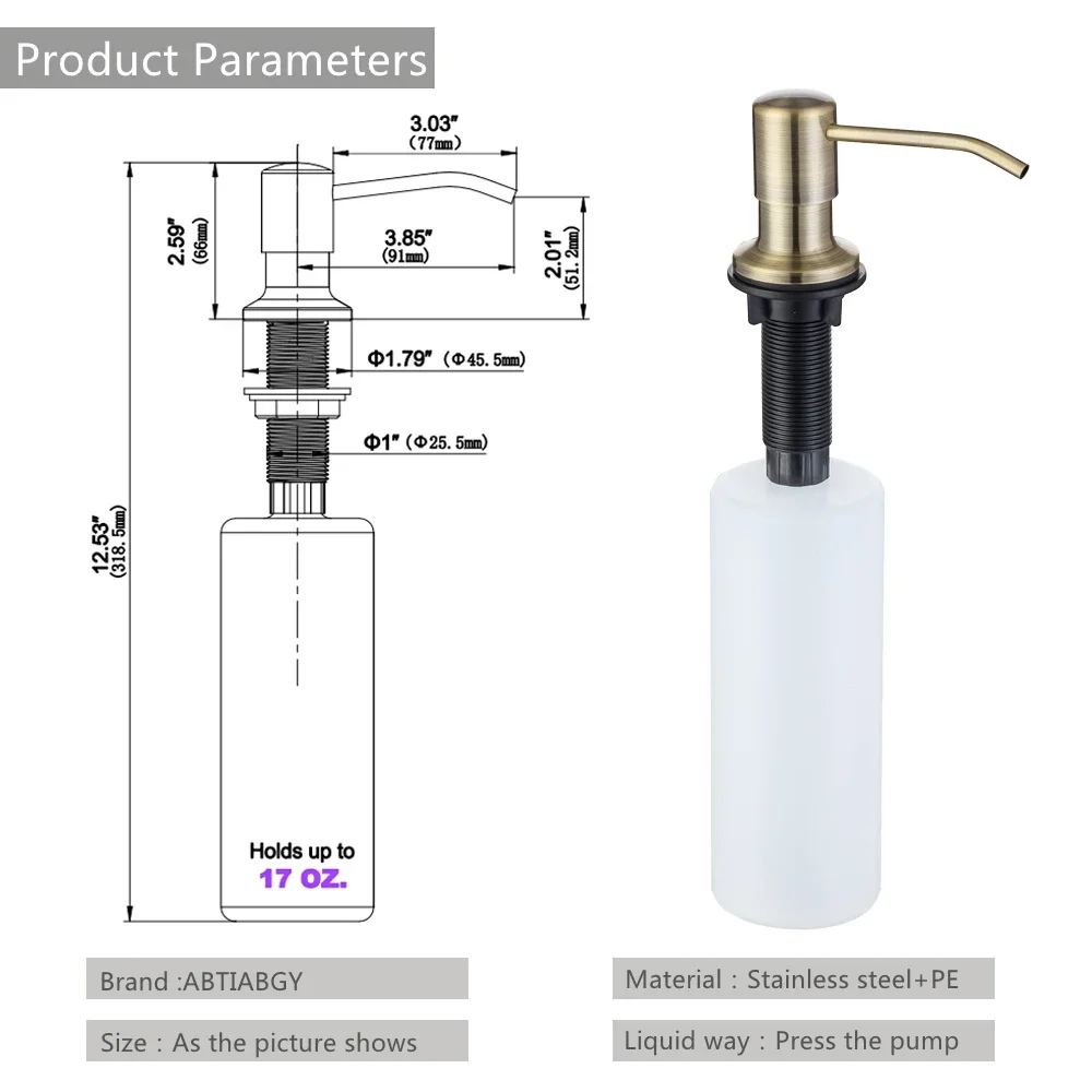 500ml Kitchen Soap Dispenser Pump Liquid PE Bottle Stainless Steel For Kitchen Bathroom Accessories soap dispenser,soap pump