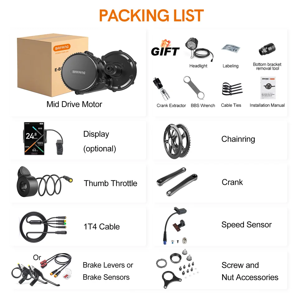 Kit Moteur Vélo électrique Bafang BBS02 250W 36V – Avec écran Couleur C850 Et Port USB, Super Pour Transform'un Vélo Classique En Bombinette !