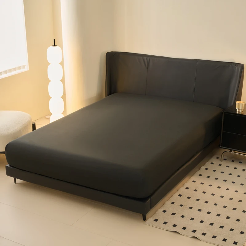 Waterproof Solid Color Fit Sheet Single Queen Size Fitted Sheet 137x193 160x200 Mattress Cover With Elastic Band Bed Cover 2