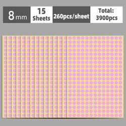 Colorful Multi-Size Self-Adhesive Dot Label Stickers - 15 Sheets for Versatile Organization and Decoration (Pink)