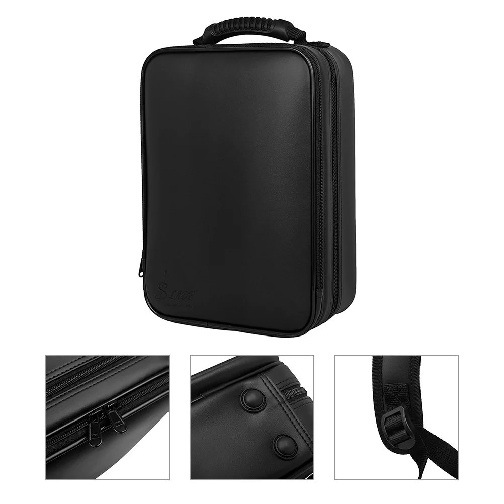 

Clarinet Backpack Black Tube Square Box with Zipper Portable Tube Storage Bag Instrument Backpack Square Clarinet Pouch