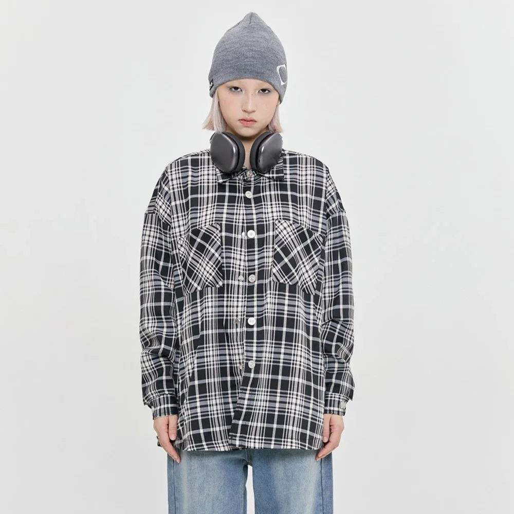 

MADEEXTREME Checkered Jacket for Men High Street Winter Jacket Men Korean Fashion Loose Outerwear & Coats Unisex