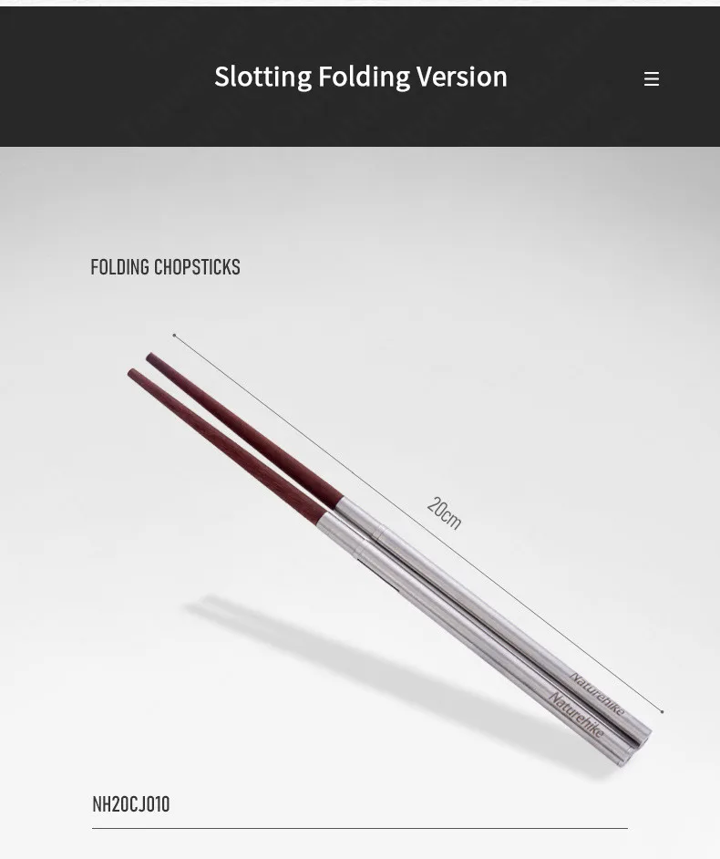 Description Picture 6 of itemNaturehike New Ultralight Folding Wooden Chopsticks Solid Portable Reusable Outdoor Camping BBQ Picnic Tableware Chop Sticks