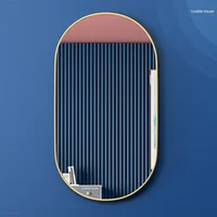Golden Oval Bath Mirrors Wall Mounted Toilet Dressing Table Makeup Mirror Aluminum Alloy Bathroom Mirror Bathroom Home Decor 1