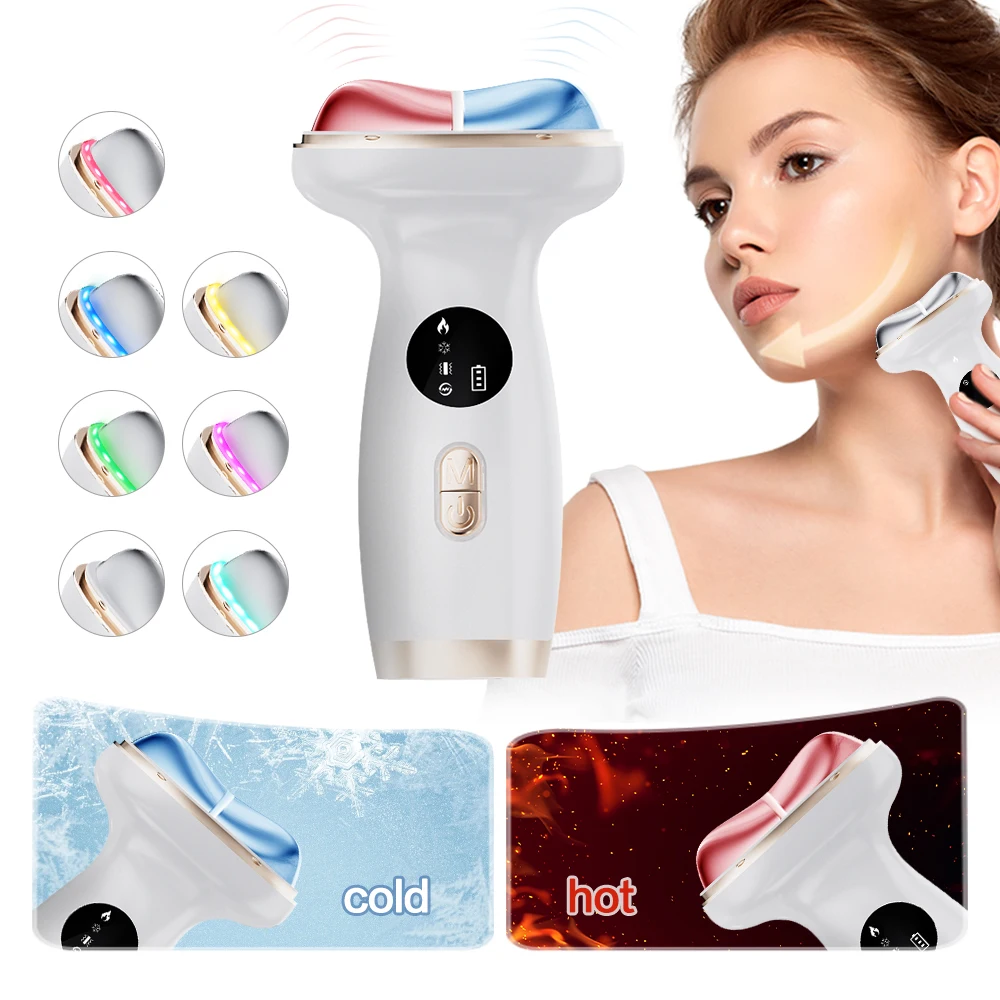 Hot Cold Dual Mode, Neck Face Beauty Device, Microcurrent Face Lifting Machine, LED Photon Therapy Skin, Face Gua Sha Tool
