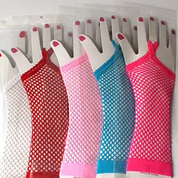 Women Solid Stretch Fingeless Gloves Sexy Party Girl Lace Mittens Net Breathable Performance Dance Long Gloves Mesh Fishnet