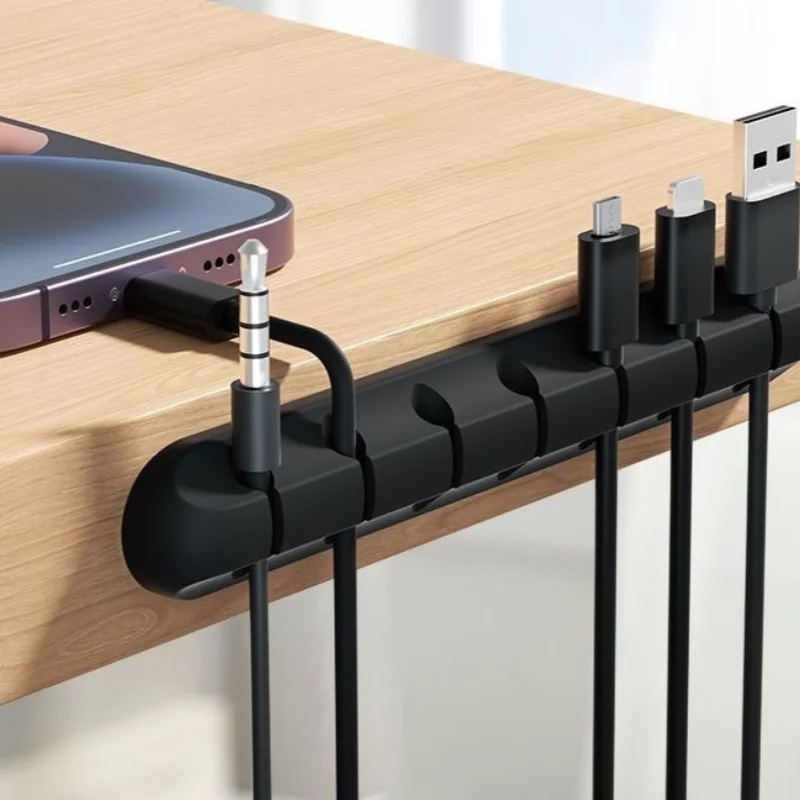 Self-Adhesive Power Cord Cord Manager Fixed Chuck Plug Mouse Cable Headset Winder Mobile Phone Data Cable Card Silicone 3/5/7 cable organizer