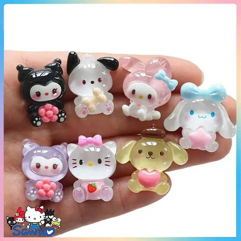 

Sanrios New 10Pcs Melody Accessories Kuromi Pochacco Hellokitty Pompompurin Cinnamoroll 3D Patch Kawaii Cartoon Anime Toys Gift