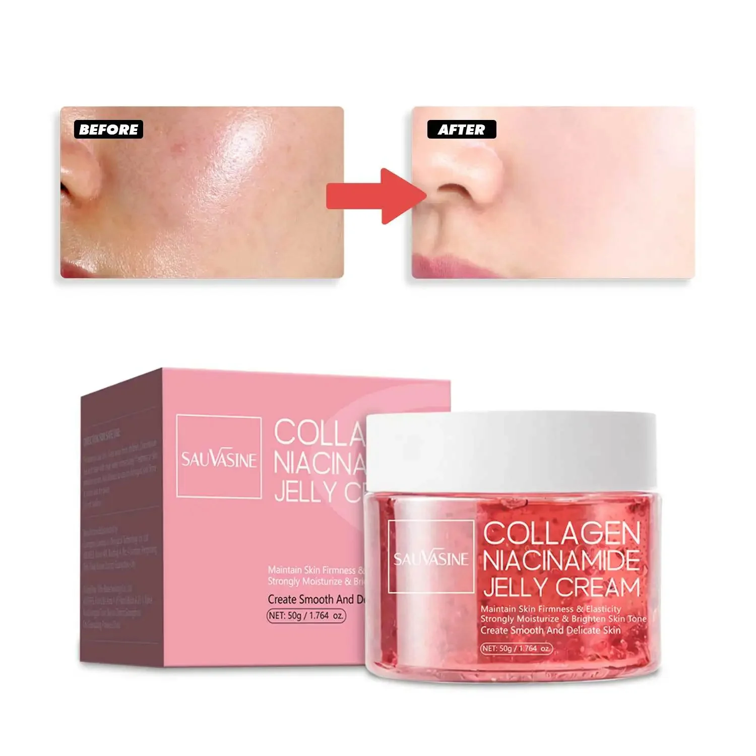 Collagen Niacinamide Jelly Cream - Deep Moisturizing  Brightening Face Gel