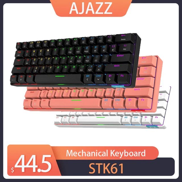 Teclado silencioso Ajazz DKS100, teclado de jogos DOUYU branco  retroiluminado com membrana de sensação mecânica, 104 teclas com fio para  escritório de jogos e digitação, Preto