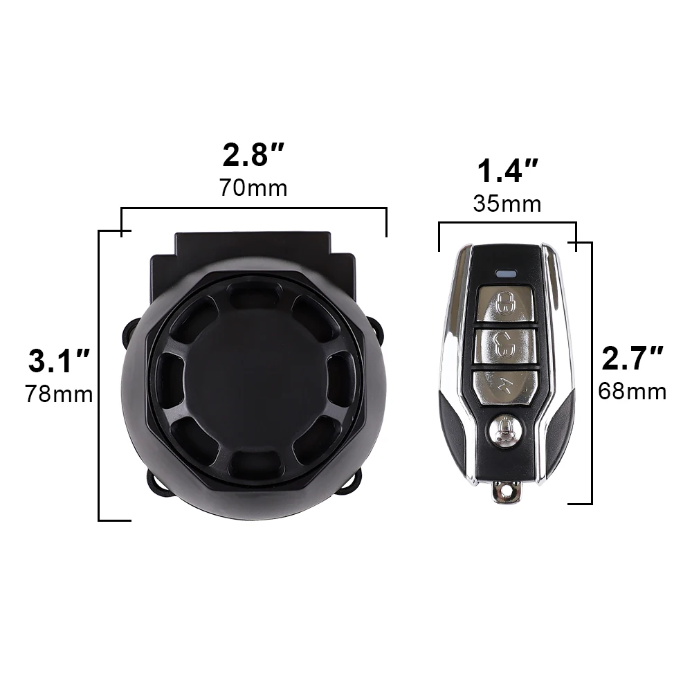 120dB Motorcycle USB-C Charging Remote Control Alarm Waterproof Anti-theft Alarm For Bicycle Vibration Motion Sensor