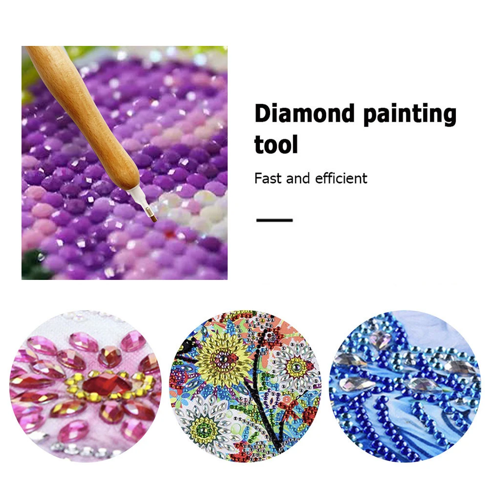 DIY 5D Diamond Stylus Pen Square Round Diamond Painting Tool Handmade Accessories Arts Crafts Wood Handle with Replacement Head
