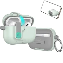 Shockproof Earphone Cover with Keychain in Mobile Phone Holder Style - Airpods Pro 3 (Light Green)