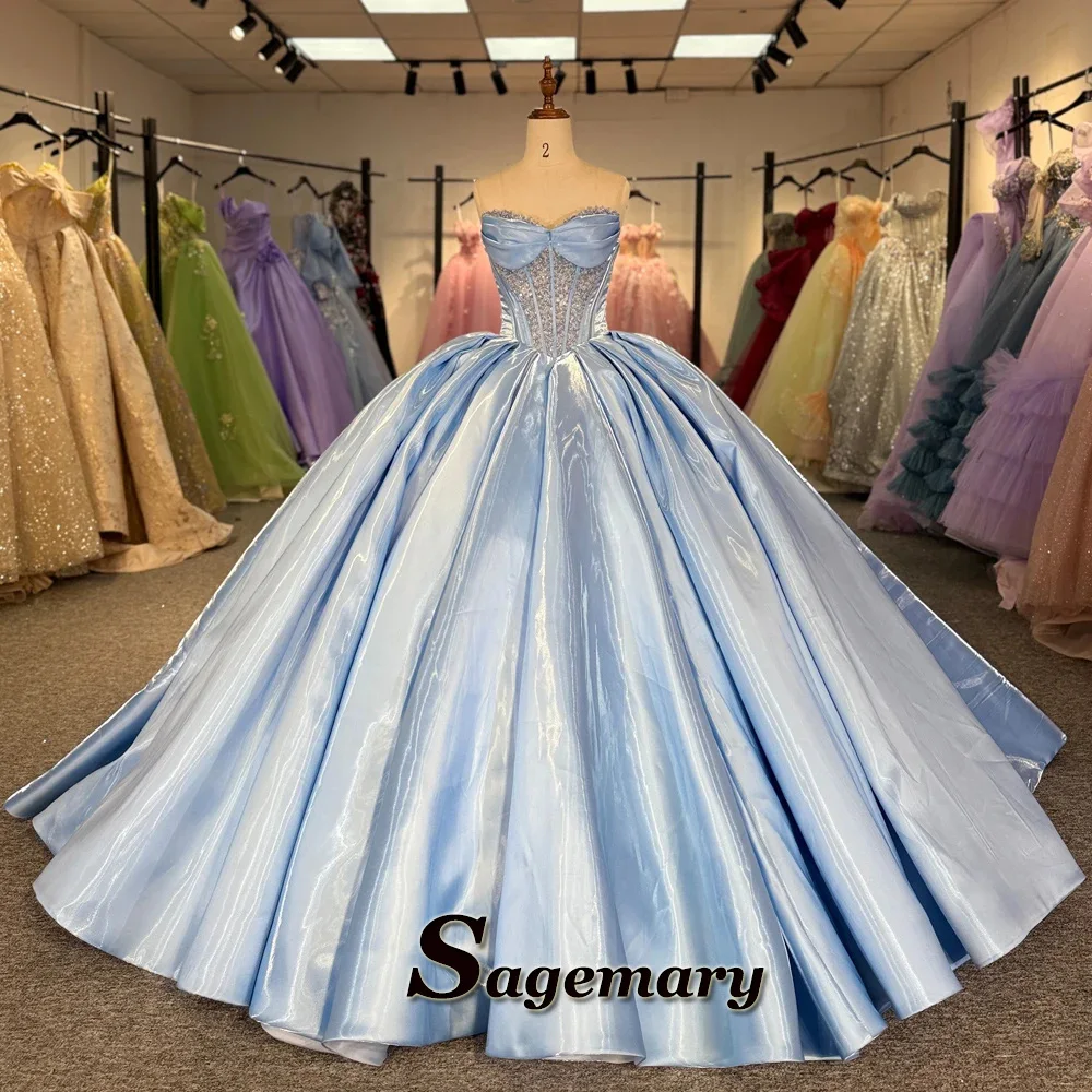 Sagemary Elegant Quinceanera Dresses 15 Ans Beading Pleat Sleeveless Lace up Vestidos De 15 Quinceanera Customized
