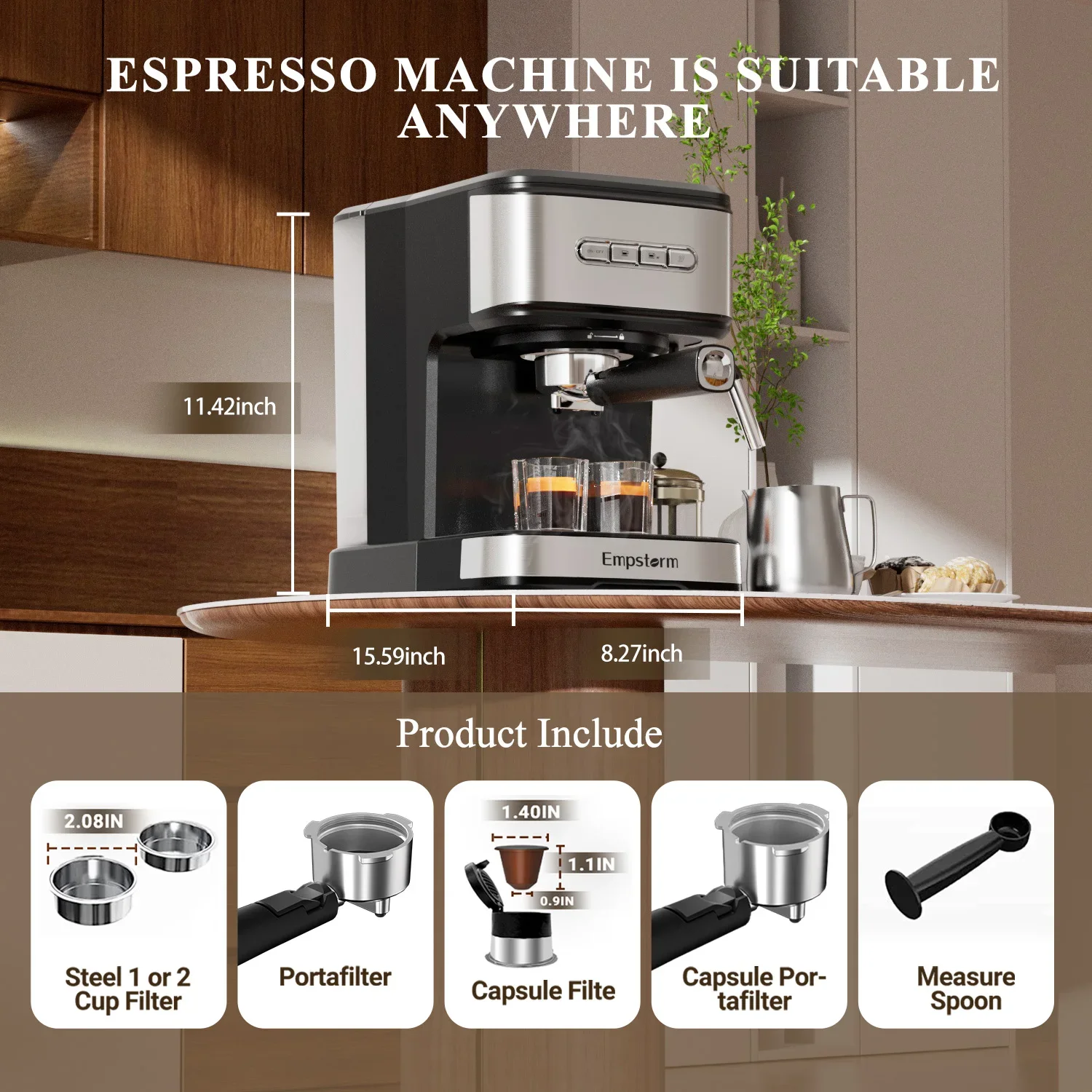 Empstorm Doorstep Delivery Multifunctional Cappuccino Maker 20bar Electric 3 in 1 Espresso Capsule Coffee Machine for Business 4