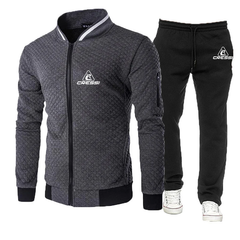 Scuba diving Cressi 2023 spring men's 2-piece sportswear round neck hooded sweatshirt+trousers men's pullover sportswear suit