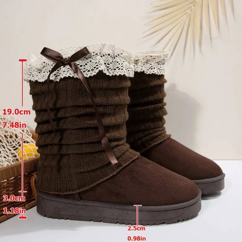 Winter Round Head Sexy Comfortable Non-slip Mid-tube Boots Fashionable New Thick-soled Warm Casual Snow Boots for Women