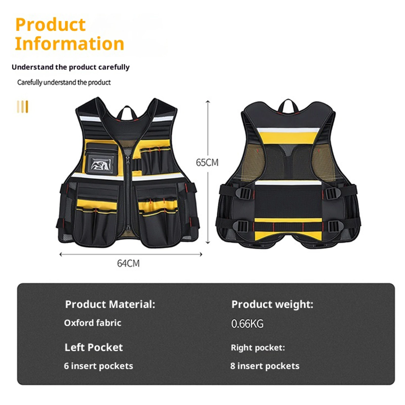 다중 포켓 반사 작업복 반사 안전 조끼 전기공 목수 건설용 반사 안전 조끼