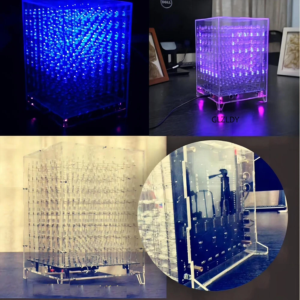Colorful 3D 8X8X8 LED Cube Kit 888 light cube Music Spectrum